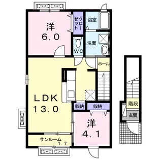 ウエスト プリムローズA【2階】の間取り