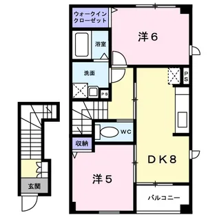 シャン・ド・ポワール B【2階】の間取り