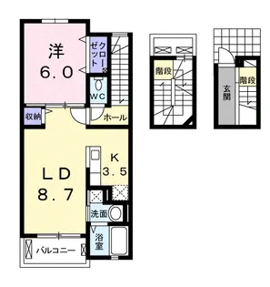 ベルフィミーモ東松島【3階】の間取り