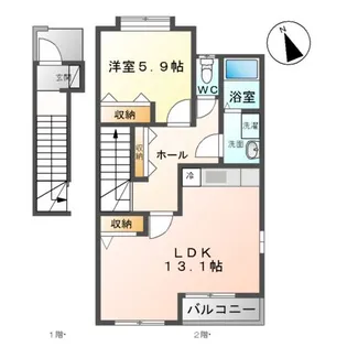 プロムナード山王【201号室】の間取り