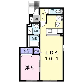 フレスクーラカーサB【1階】の間取り