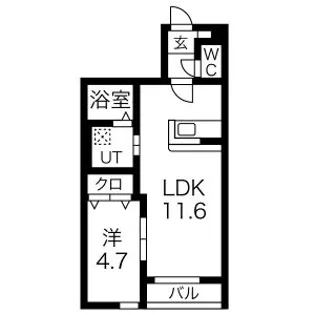 アイワフェリスヴィラ【1階】の間取り