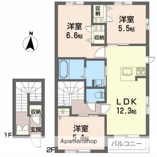 リラフォート富貴【202号室】の間取り
