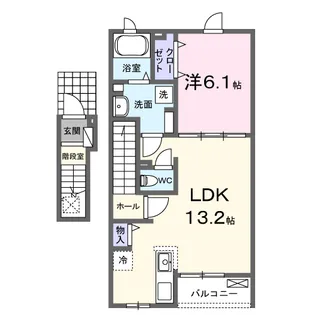 「仮称」利府町森郷アパートⅡ【2階】の間取り