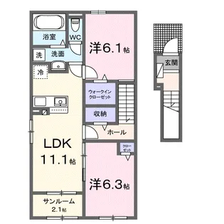 アルトプエンテ Ⅱ【2階】の間取り