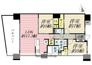 レーベン秋田 THE IMPERIAL TOWER【13階】の間取り