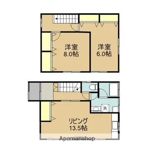 秋田県南秋田郡五城目町小池字岡本下台【一戸建】の間取り
