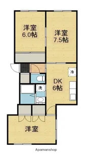 ロイヤルハイツ原の町【101号室】の間取り