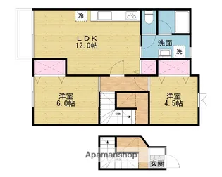 レインボーガーデン仁井田【203号室】の間取り