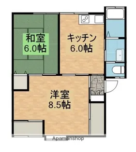 フラッツ三和【2C号室】の間取り