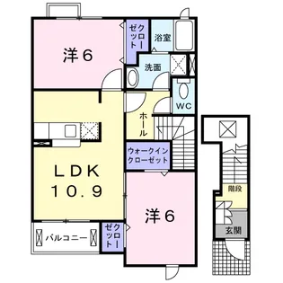 クレメントB棟【2階】の間取り