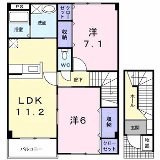 ベルフラワー鳥越【2階】の間取り