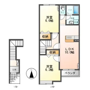 パラゾ堰越【202号室】の間取り