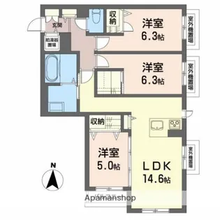 メゾンマスト川もと【3階】の間取り