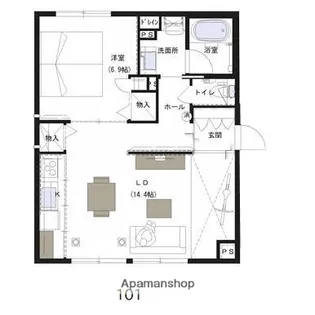 メゾンカルテット桜町【101号室】の間取り