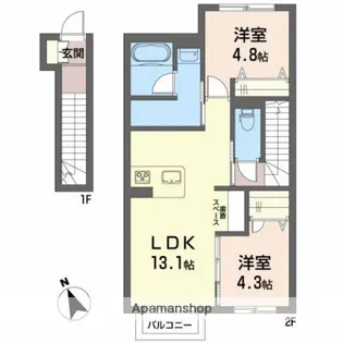 シャーメゾン旭南【2階】の間取り