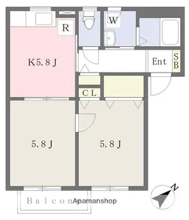 リトルタウンオオヤマA【2階】の間取り