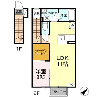 ロイヤルコート茨島【2階】の間取り