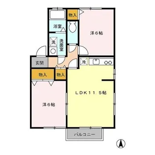 アンソレイエ II【2階】の間取り