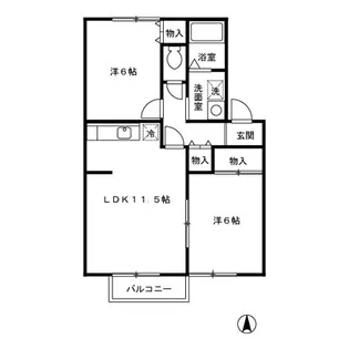 プリエ豊町C【2階】の間取り