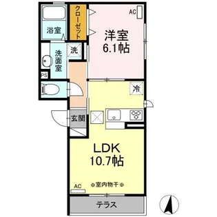 フランシーズ中通【1階】の間取り
