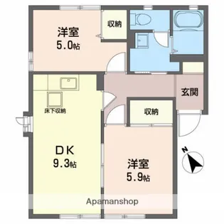 サイレントヒルズB【1階】の間取り