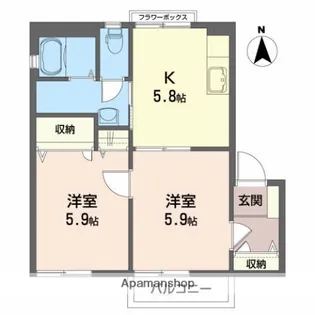 グランソレイユB【2階】の間取り