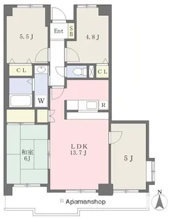 ロイヤルコート山王【4階】の間取り