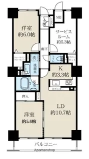 ベルドゥムールランドマーク秋田【802号室】の間取り