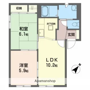 サンリバーC【101号室】の間取り