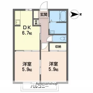 ウィスタリア東通【2階】の間取り