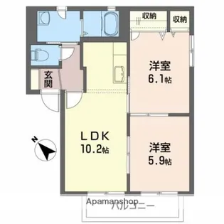 ヴェルドミール御所野A【1階】の間取り