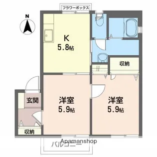 グランソレイユA【2階】の間取り