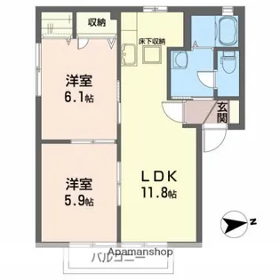 ヴィラハピネス【1階】の間取り