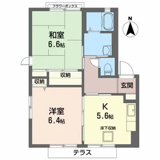 カーサリブレ・ドゥ【1階】の間取り