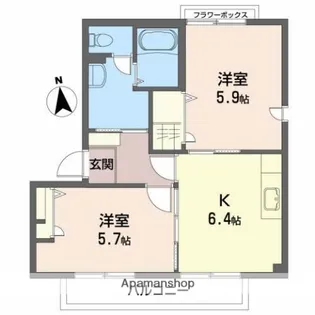 ロイヤルハイツ広面A【2階】の間取り
