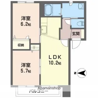 エーデルハイムB【2階】の間取り