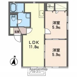アイユウパレスK9【202号室】の間取り