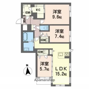 メゾンマスト川もと【1階】の間取り