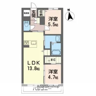 トゥーツリーズ城下町【202号室】の間取り