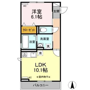 コモンリード華孝 山王【1階】の間取り