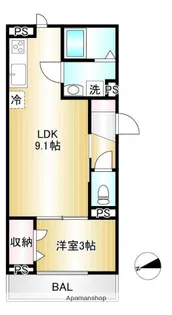 1LDKの間取り画像