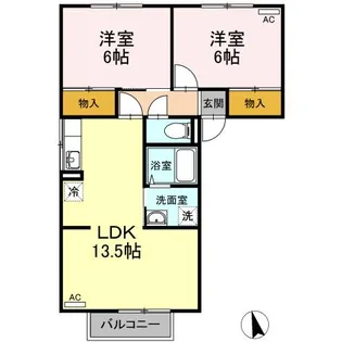 トゥインクルコート桑原 A【1階】の間取り