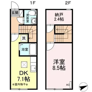 秋田県秋田市御所野元町4丁目【テラスハウス】の間取り