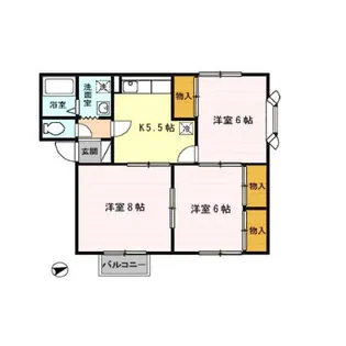 ローズ三千刈 B【1階】の間取り