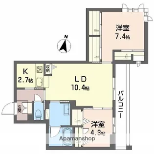 フォルビート八橋【2階】の間取り
