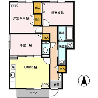 モダンコート広面 B【101号室】の間取り