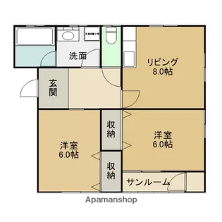 パティオ緑ヶ丘B棟【205号室】の間取り