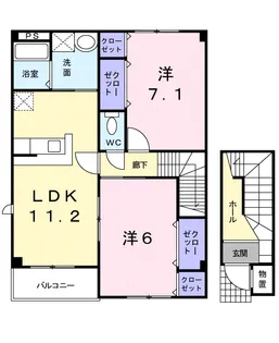 ラフィネ・ドゥー【2階】の間取り