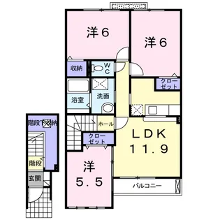 シーダー天王B【2階】の間取り